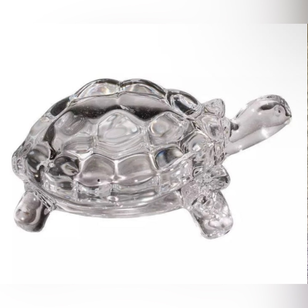 Crystal Clear Glass Tortoise Figurine Turtle Paperweight  Vintage Look M…